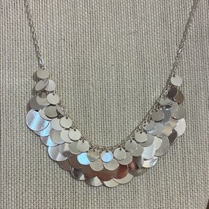 Vintage VJ marked multi layer Silver Disc chain Necklace